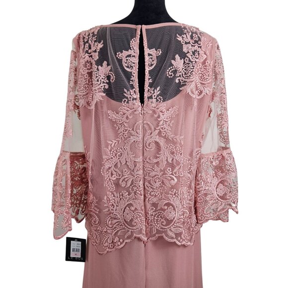 Le Bos Womens Formal Embroidered Lace Bodice Draped Skirt Maxi Dress Size 10 - Picture 7 of 16